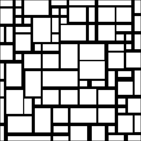 Composition Light Color Planes With Grey Contours, 1919 After Piet Mondrian Coloring Page